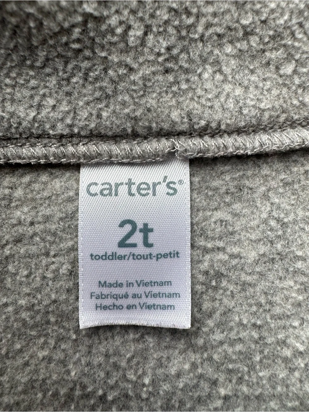 Carter’s Toddler Fleece Jacket Size 2T Gray Full Zip Lightweight Zip-Up